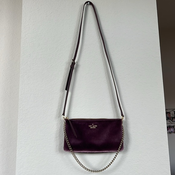 Beautiful plum colored velvet Kate spade crossbody - Picture 2 of 4